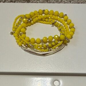Lilly Pulitzer Yellow Beaded Bracelet with Silver Details